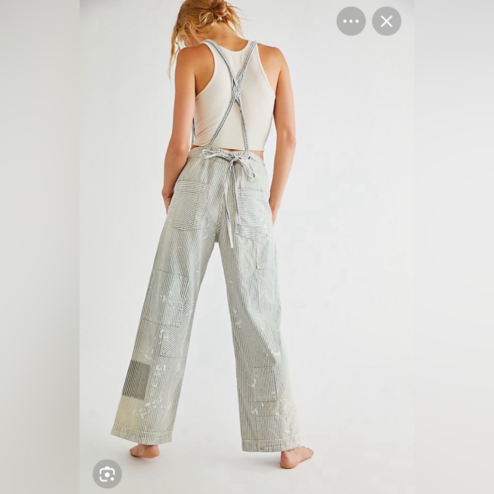We The Free Always and Forever Railroad Striped Jeans Overalls - Picture 2 of 7
